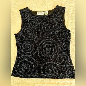 SCALA full beaded top S in black